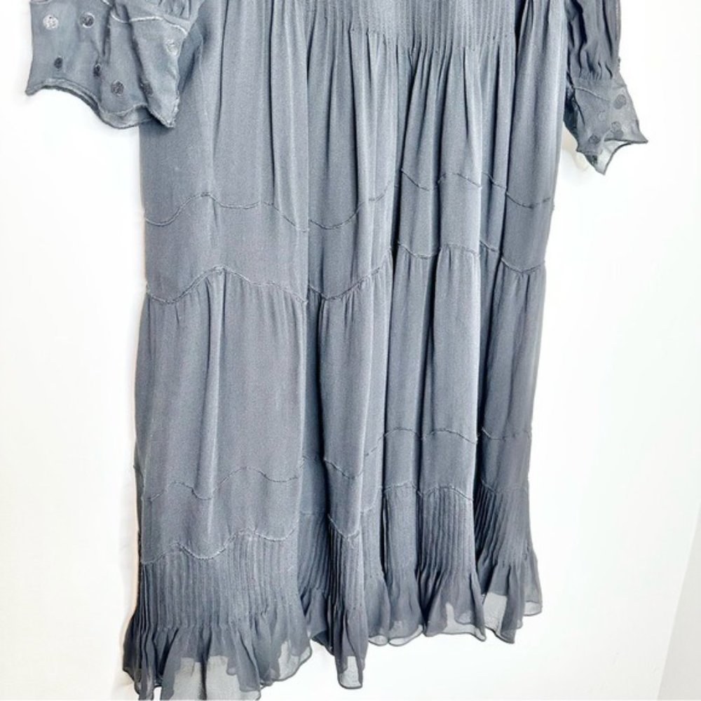 Ulla Johnson Black Silk Polka Dot Ruffle Dress - Picture 3 of 8